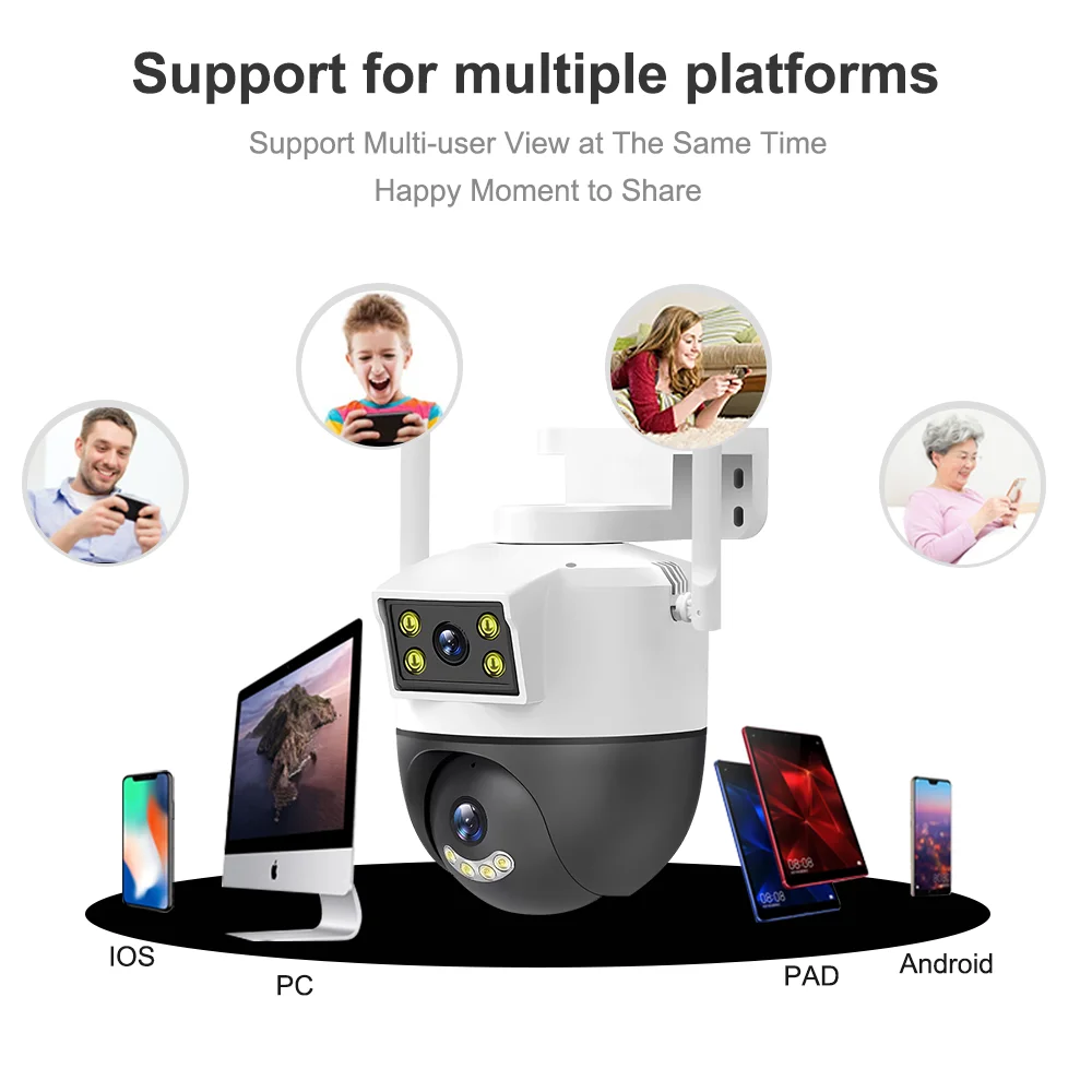 4MP V380 Pro Outdoor Security WIFI IP Camera Dual Lens Dual Screen Full Color Night Vision Waterproof Wireless IP Camera