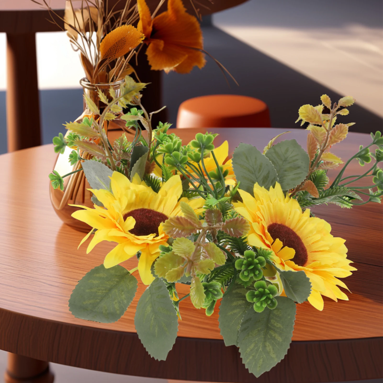 

Artificial Sunflower Minimalist Indoor Outdoor Decor Fall Spring Wreaths For Front Door Rustic Wedding Spring Summer