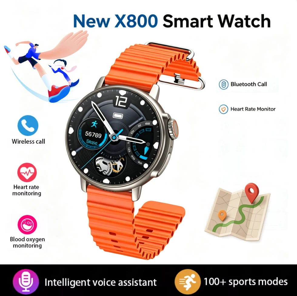 Men Women Sports Smart Watch Bluetooth Call Voice Assistant, Heart Rate & Step Counter, Smartwatch with Translation Function