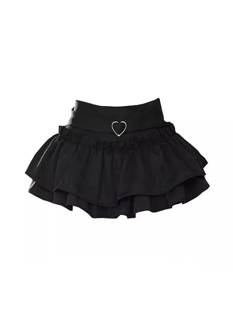 

Women's A-line Skirt Vintage Aesthetic Black Gothic Y2k Mini Skirts Harajuku Korean Shorts Skirts 2000s Cutecore Clothes Summer