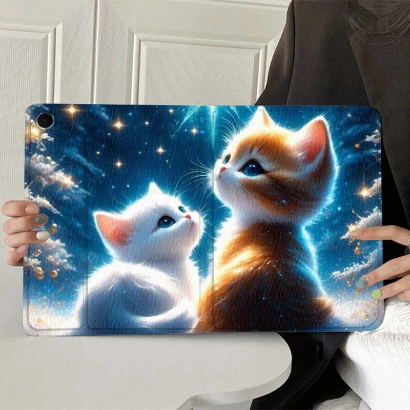 

Cute Cat Starry Shining For Samsung Galaxy Tab A7 A A8 A9 A11 S6 S11 10.1 10.4 10.5 Inch Lite PLus Soft Tablet Case Gift