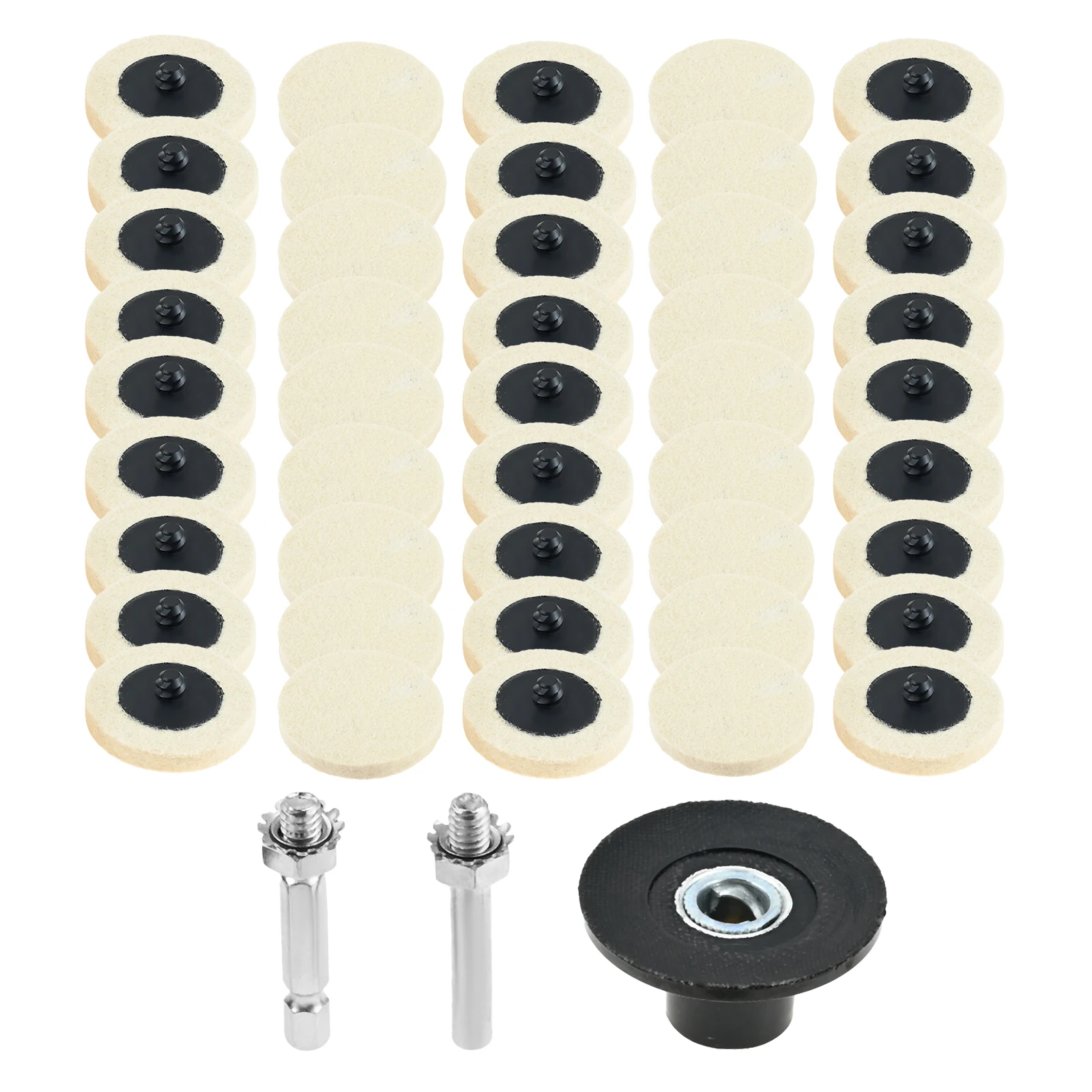 

45Pc 2 Inch Wool Polishing Wheel Quick Change Sanding Disc +1/4" Roll Lock Holder + 2x Handle for Die Grinder Rotary Tool Drill