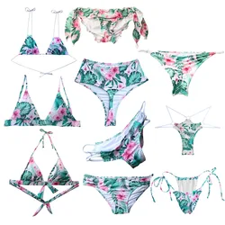 Wholesale Customized Swimsuit Women's Green Bikini Top Sexy Swimwear Swimsuit Tops Brazilian Beach Suit Cheeky Bottom