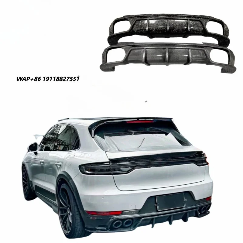 High Quality 3K Carbon Fiber Rear Bumper Splitter Trunk Lid Spoiler Car Diffuser for 2014-2022  Macan 95B 95B.1 95B.2