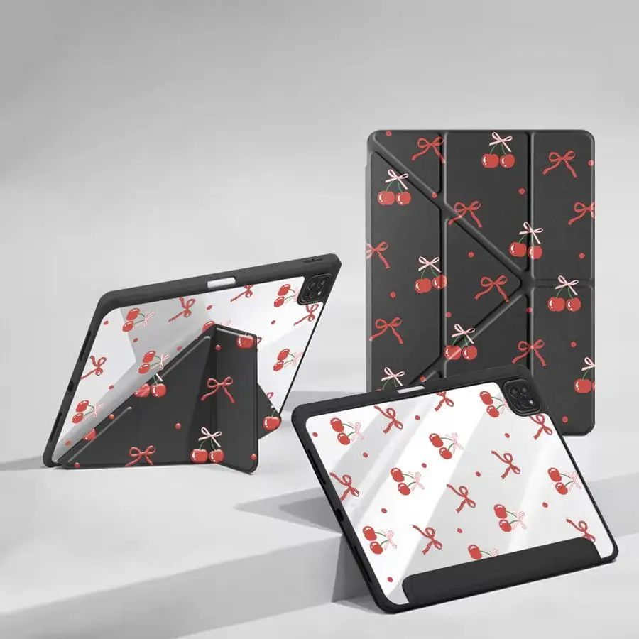 

Holder Cover Tablet Case For iPad Pro 11 10 9 8 7 th 12.9inch Mini 6 7 Pro 2025 Air 4 5 M3 M2 M4 11inch Cherry & Bow Print
