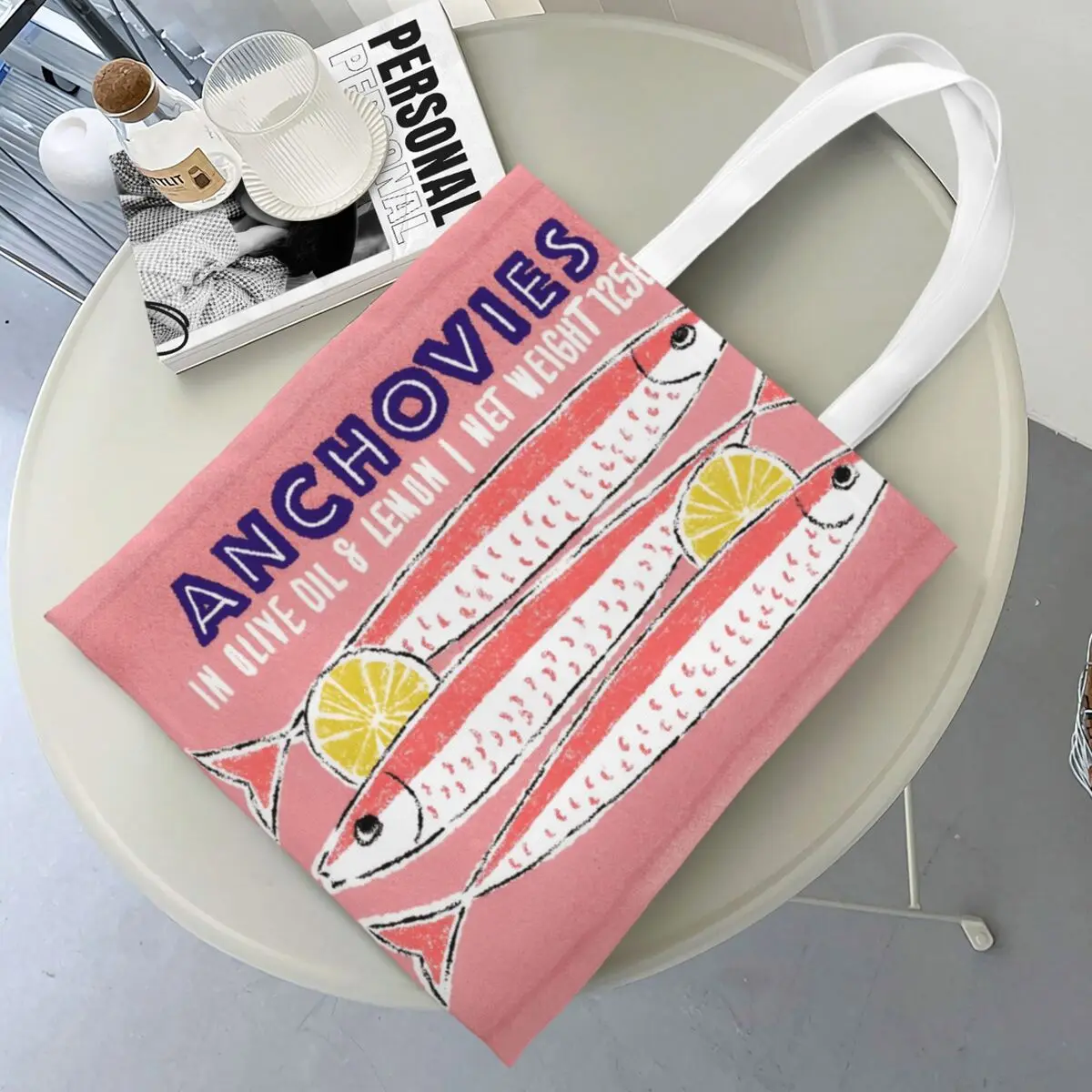 

Retro Sardine Print Shopper Bag Shoulder Bag Woman Work Cloth Tote Bag Kawaii Print Handbags