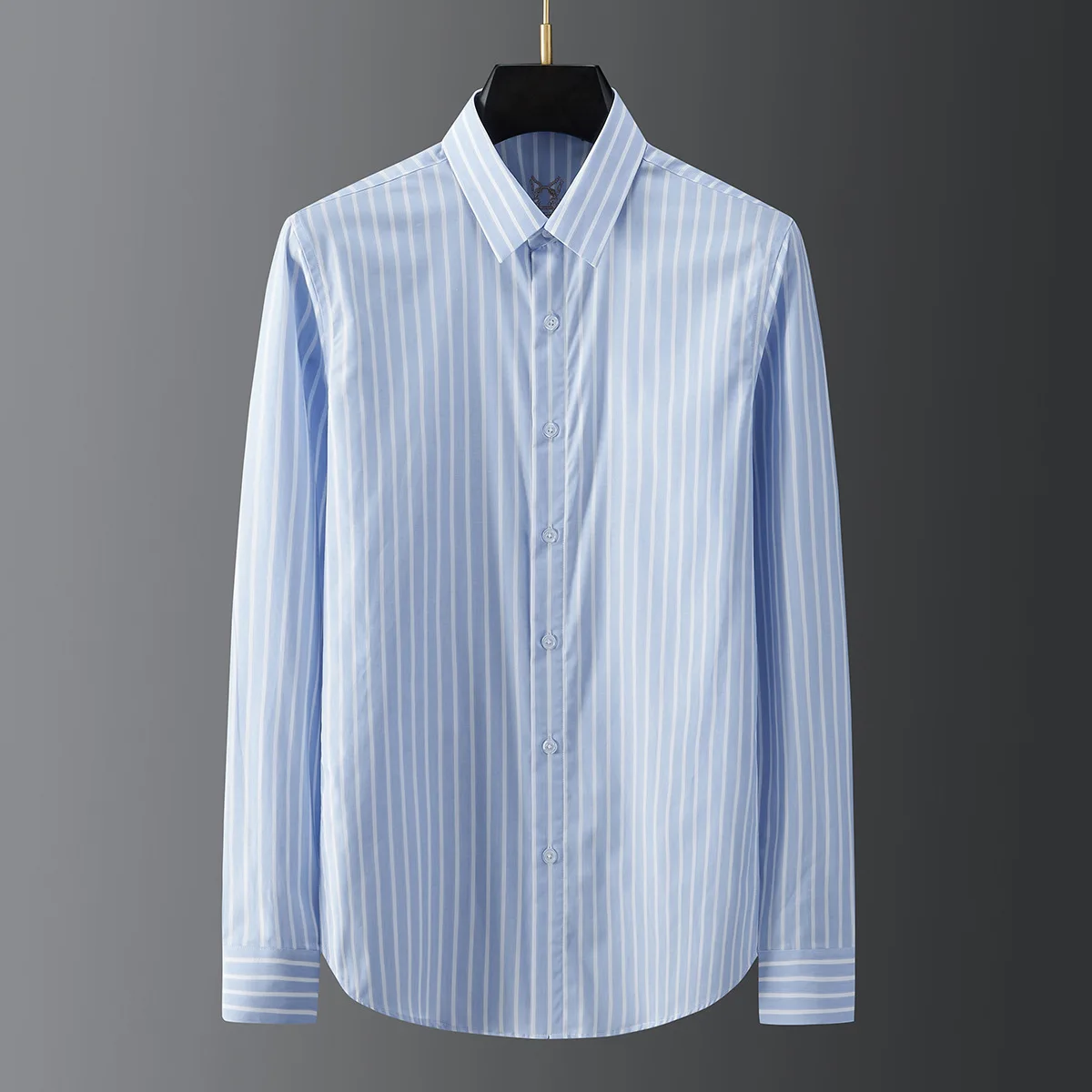 

Classic Striped Shirt for Men Brand Bee Embroidered Business Casual Dress Shirt Long Sleeve Slim Fit Cotton Banquet Party Tops