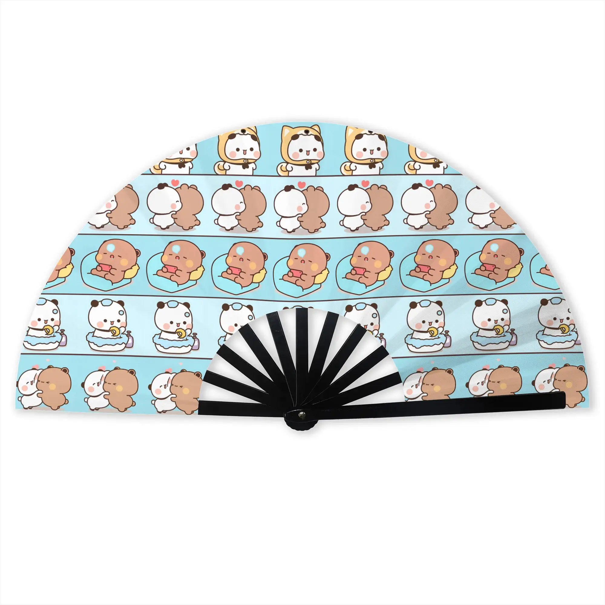 Customized Fun Bubu Dudu Classic Cartoon Portable Pocket Fan Outdoor  Polyester Folding Fan Chinese Dance Handheld Cooling Fans