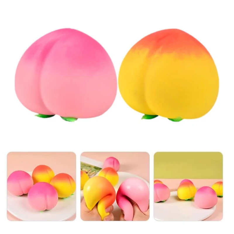 Fruit Peach Squeeze Toy for Boys Girls Kawai Creative Soft Decompression Toy Mini TPR Sensory Squishy Fidget Toys Kids Gifts