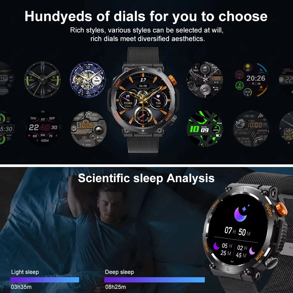 LIGE nuevo reloj inteligente para hombre, brújula, linterna LED, calorías, militar, deporte al aire libre, reloj deportivo para hombre, llamada inalámbrica, reloj inteligente 2024