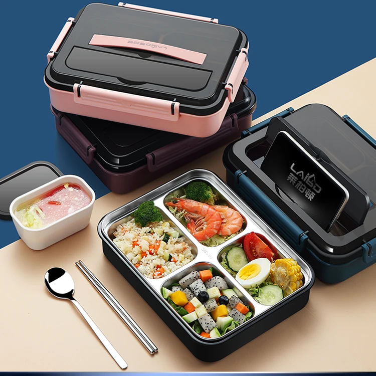 

304 Stainless Steel Insulated Lunch Box Student Office Worker Separated Microwave Oven Plate Portable Packed Lunch Lunch Box Set