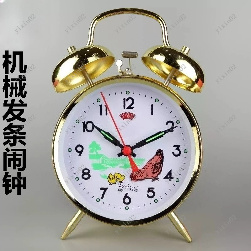 

Vintage Mechanical Chicken Pecking Rice Alarm Clock Wind-Up Metal Table Clock for Bedroom Bedside Gift