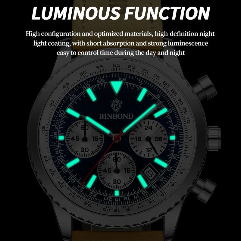 2024 New Men Watches Brand Luxury Leather Strap Waterproof Sport Quartz Chronograph Military Watch Men Clock Relogio Masculino