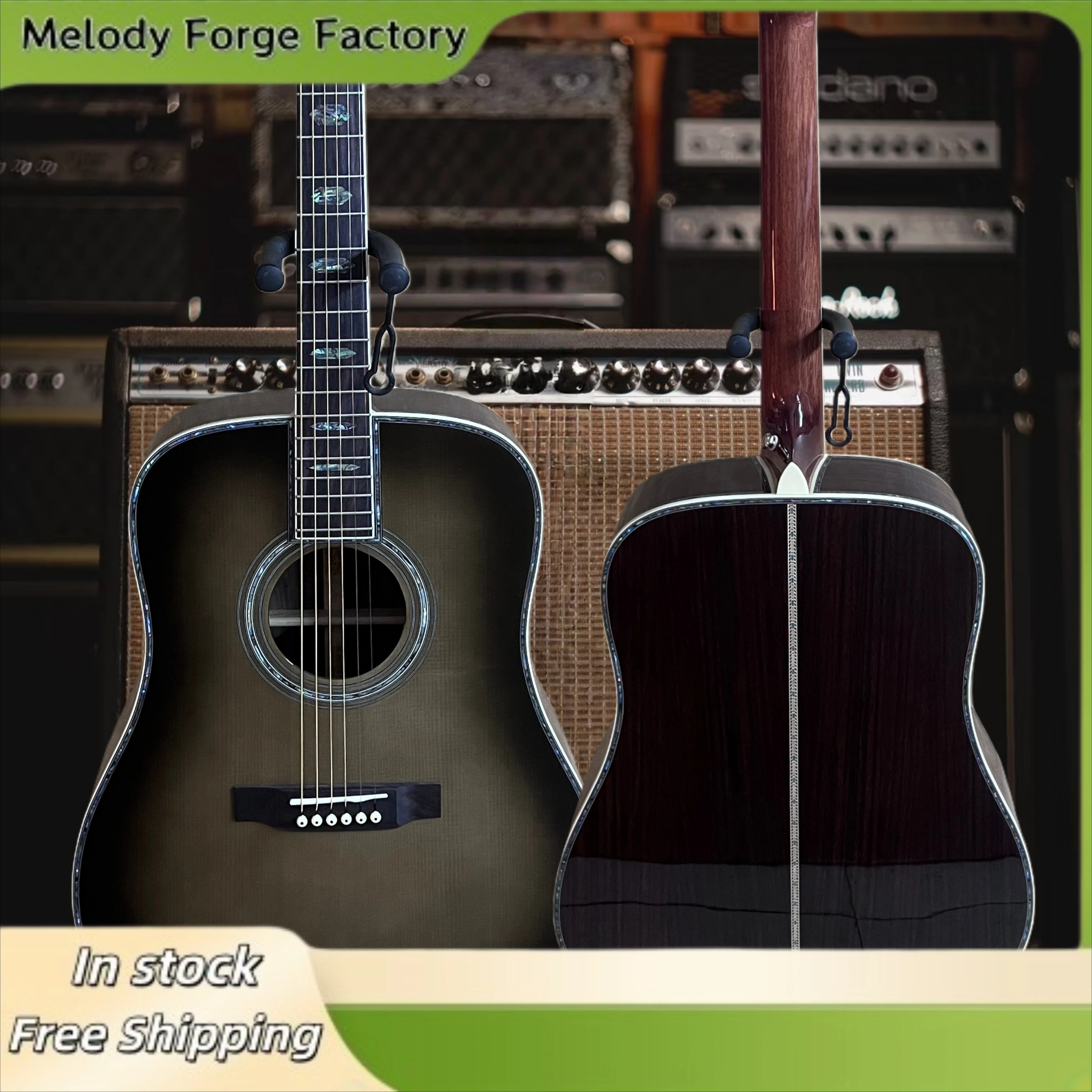 

Фолк-гитара 41 дюйм, серая градиентная, на заказ, MD-456, с подушечкой для струн из бычьей кости, накладкой на гриф из перламутра, для начинающих