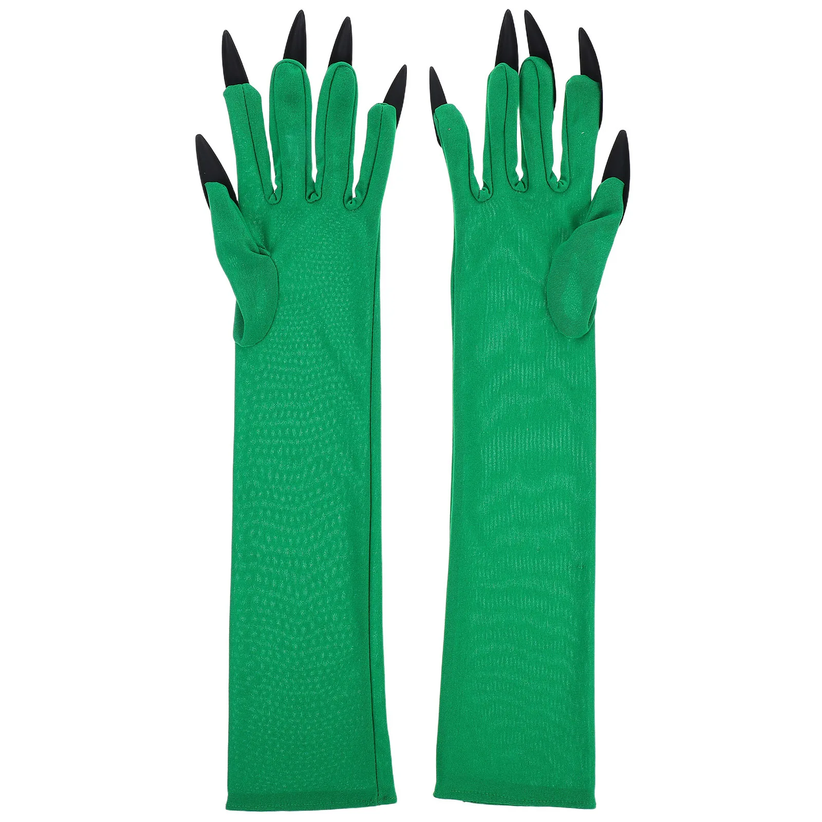 1 paio di guanti da artiglio verde dito lungo unghie nere costume spaventoso di Halloween accessori cosplay artigli di Halloween guanti da donna
