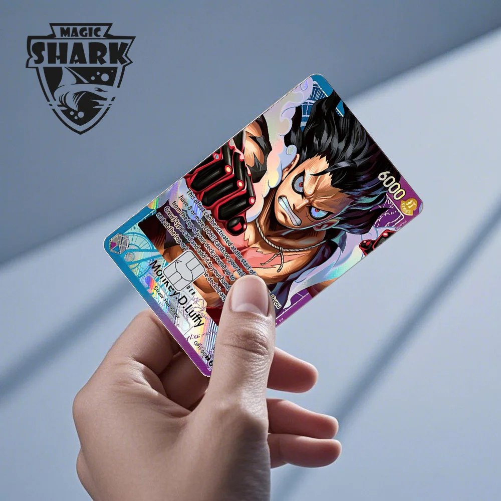 Magic Shark Holographic Shinny Laser Luffy Zorro Nami Ace Chopper Sabo Untra Thin Skin Film Sticker for Debit Credit Bank Card view 4