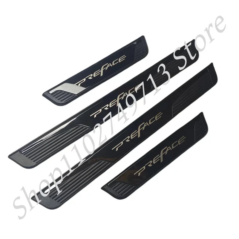 For GEELY preface 2023 2024 Accessory  abs Stainless Car Door Sill Scuff Plate Guard Pedal Protector Cover Trim Styling