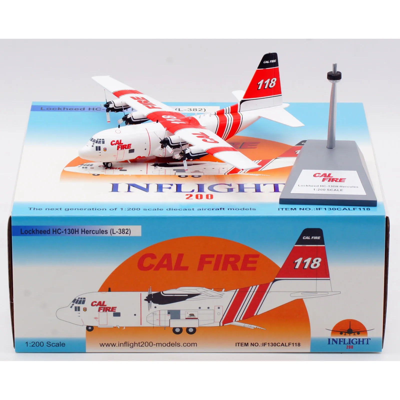 

IF130CALF118 Alloy Collectible Plane Gift INFLIGHT 1:200 CAL FIRE Lockheed C-130H Hercules C5 L-182 Diecast Aircraft Model N118Z