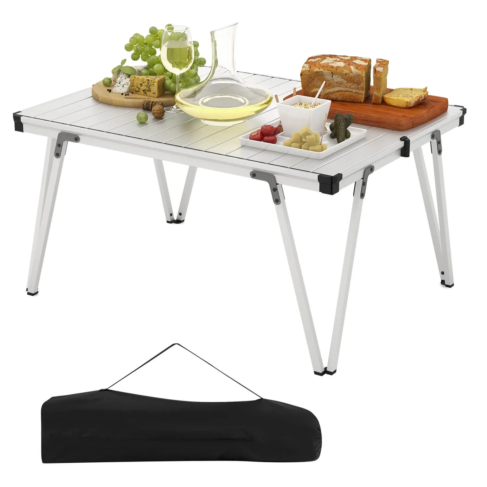 Folding Camping Table w/ Storage Bag and Waterproof Desktop Aluminum Structure