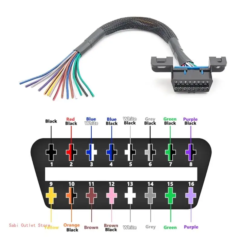 Car Diagnostics OBD2 Connectors 30cm DIY 16pin J1962 OBD2 Extension Cable Female