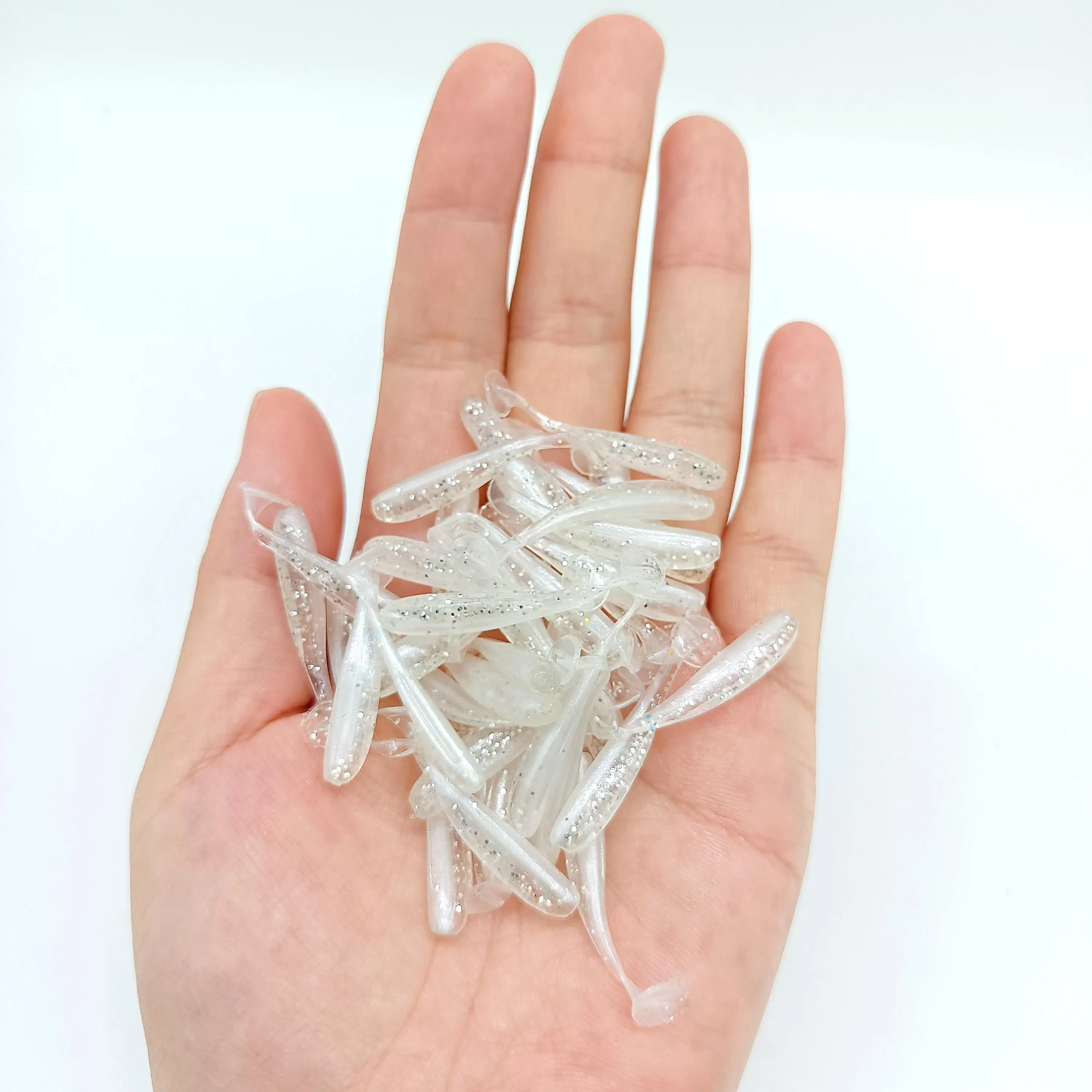 DUODUOYU 10PCS Micro Weiche Angelköder 0,35g/35mm T-schwanz Wurm Köder Kleine Künstliche Köder Jig Wobbler Bass Hecht Angelgerät