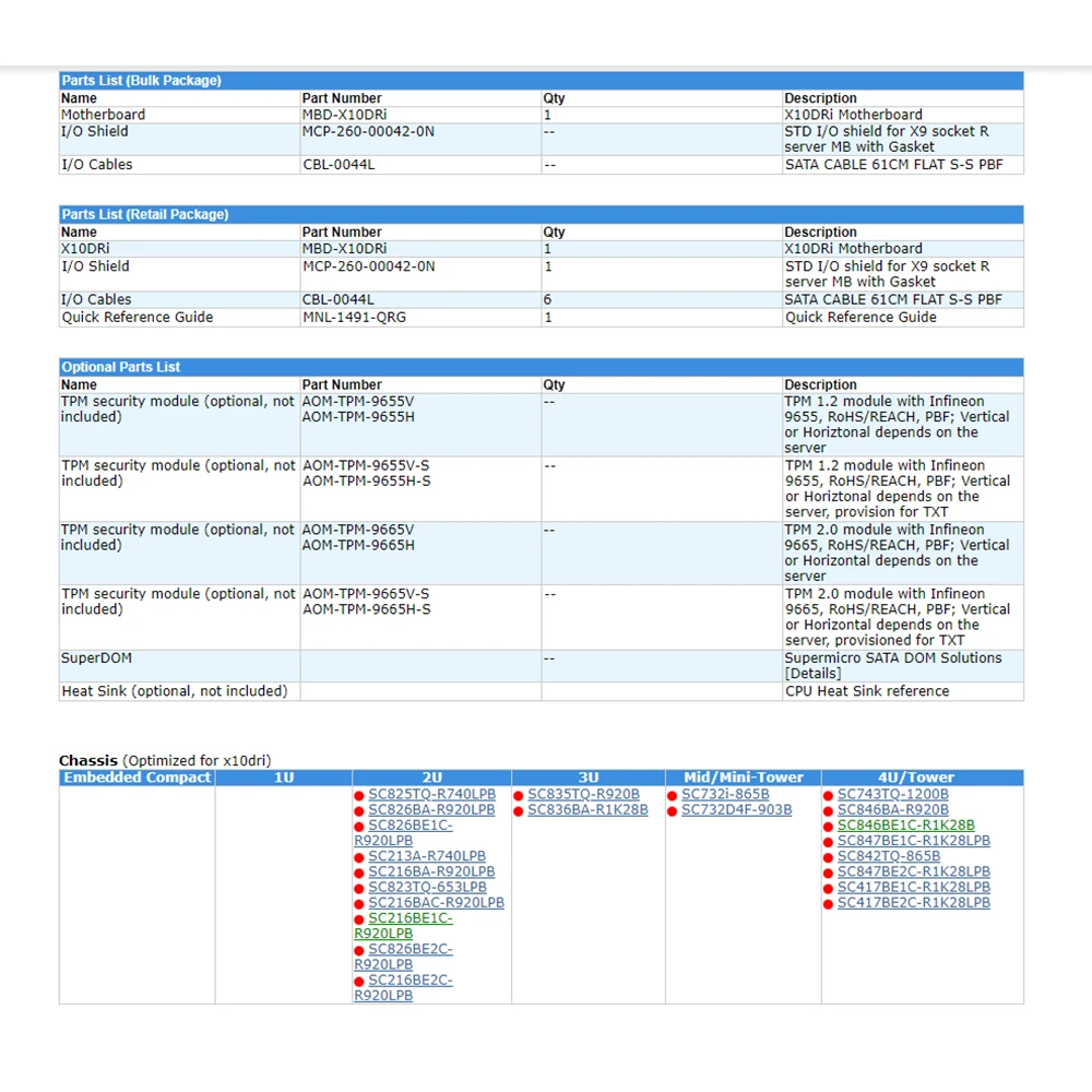 Workstation-Motherboard X10DRi MBD-X10DRi C612 2011V3 X99 DDR4 V3 V4 M.2