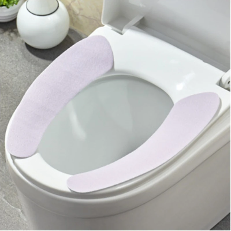 Bathroom Toilet Seat Washable Soft Warmer Flannel Sticker Mat Cover Pad Cushion Cover Warm For Bathroom Toilet Seat Accessories