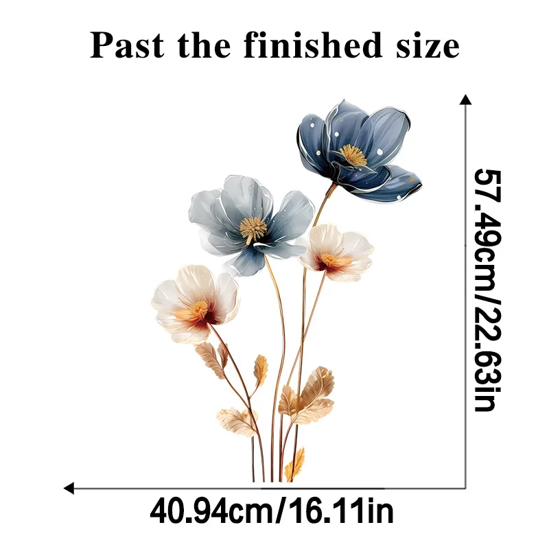 3D Lotus Retro Vinyl PVC Wall Stickers Flower Living Room Bedroom Wall Decoration Aesthetic Wallpaper Home Decor Flower Stickers