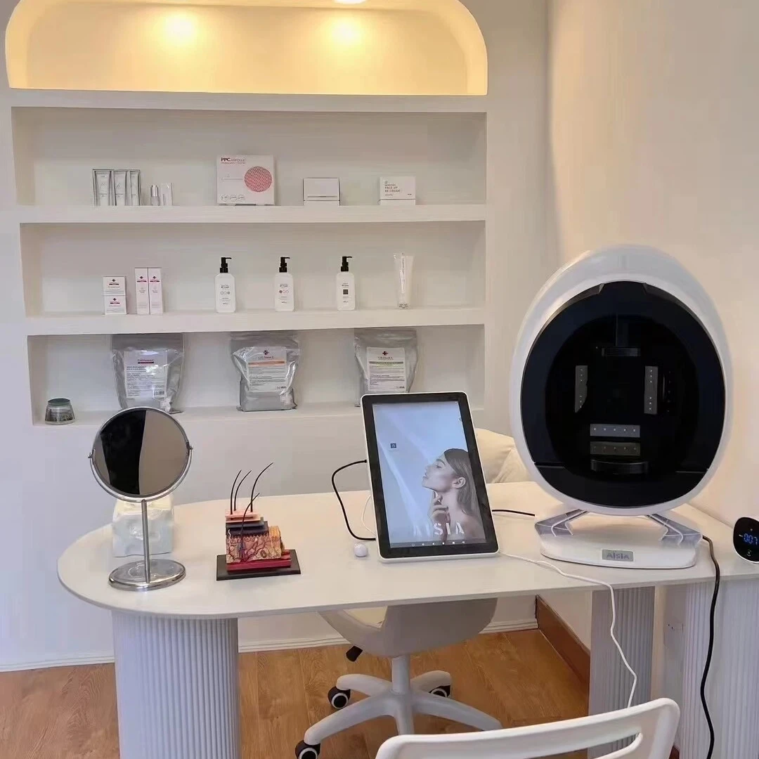 プロフェッショナルスキンアナライザー美容サロン15.6インチ3Dフェイシャルスキンアナライザーマシン8ライトスペクトルスキン分析スキャナー