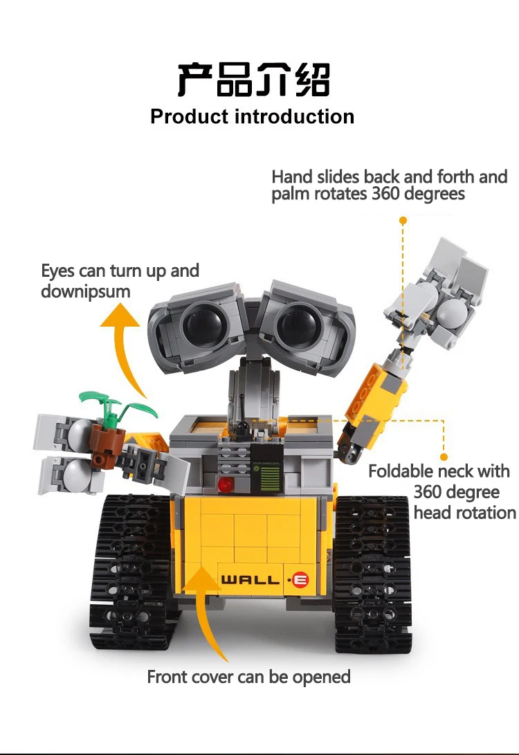 Disney WALL-E&EVE Building Blocks Disney WALL-E Figure Blocks Disney Cartoon Character building block Toys For Kid Birthday Gift