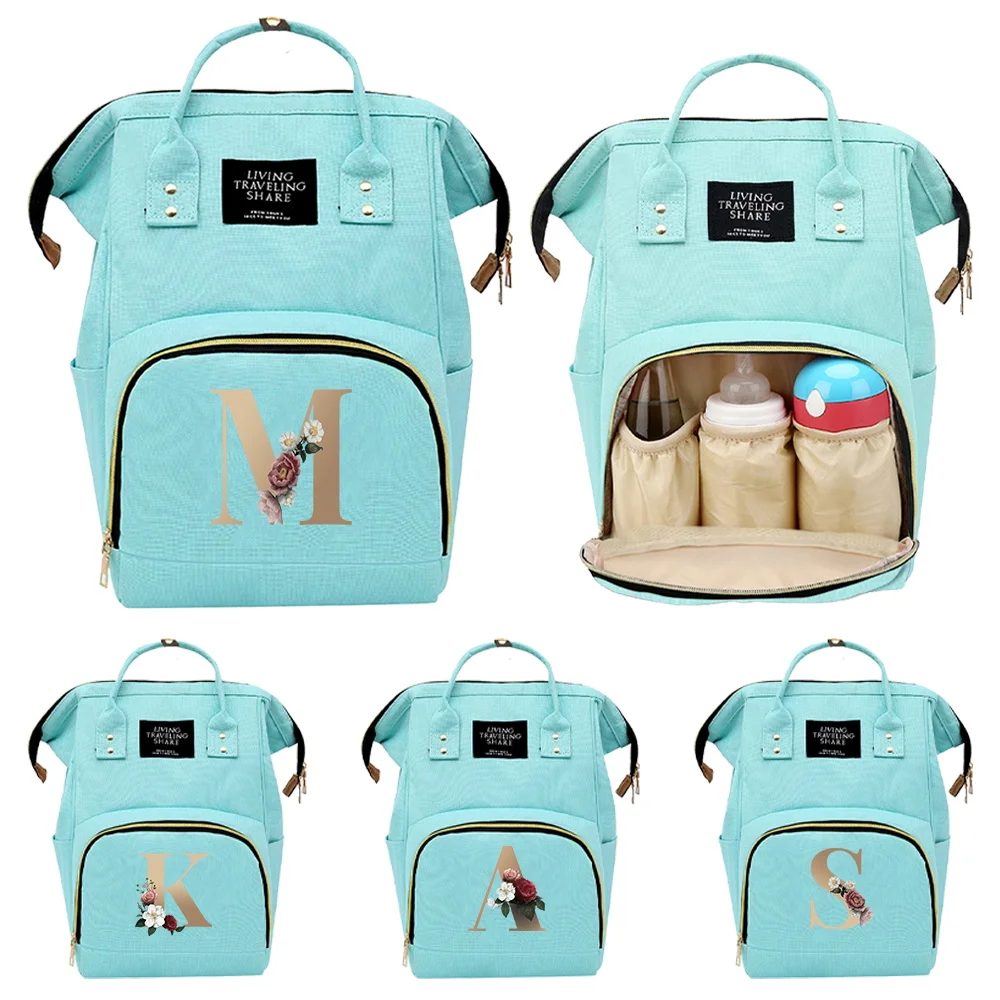 Backpack Waterproof Travel Needments Babybag Outdoor Travel Mommy Bag Large Capacity Travel Organizer Bags Print Gold Pattern
