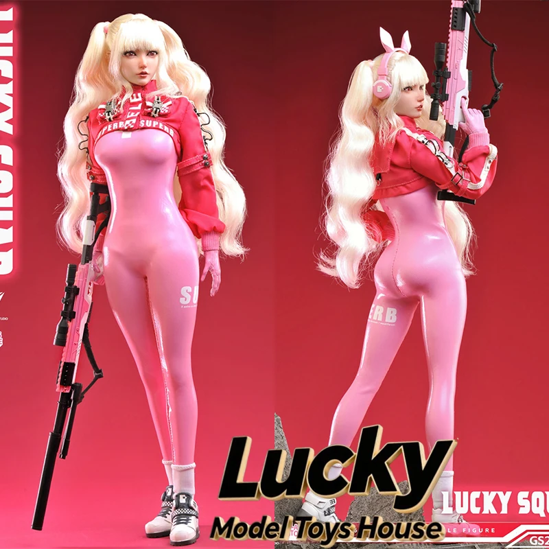 

1/6 Gold Hair Beauty Girl Action Figure Lucky Squad Pink PU Bodysuit Delicate Glass Stone Studio GS202401 12inch Female Soldier