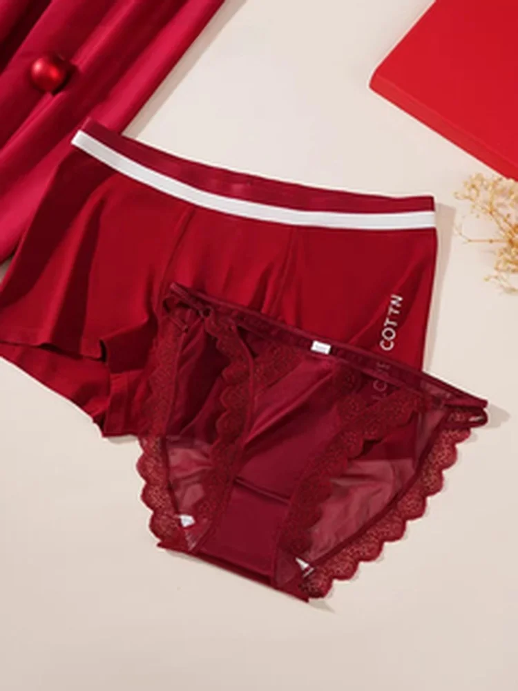 couples-pure-cotton-underwear-red-luy-year-sexy-lace-wedding-comfortable-women's-e-panties-mid-waist-wide
