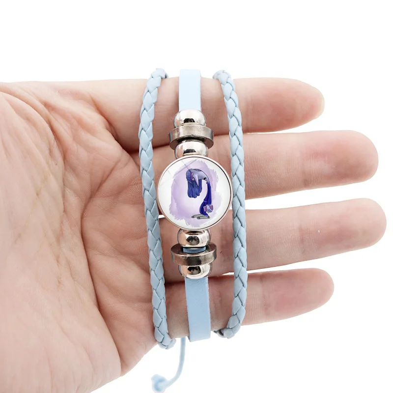 Pulsera trenzada de película de Disney para niñas, brazalete con 2 periféricos, dibujos animados, Joy, triste, Anger, regalos de joyería