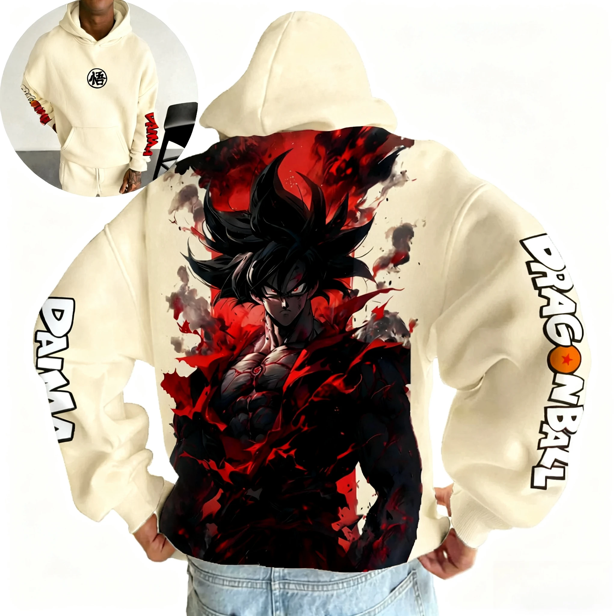 Anime Dragon Ball Anime Sun Wukong Pattern 2025 Autumn/Winter New Hot Selling Men's Women's Casual Loose Hip Hop Cotton Hoodie