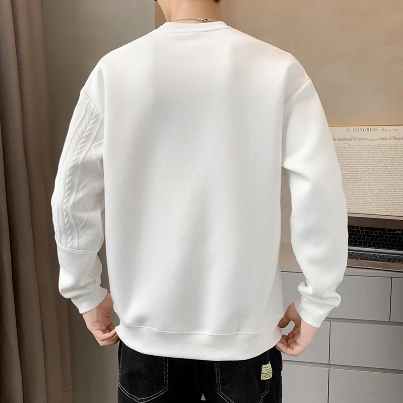 2024 Men Casual Sweatshirts Hoodies Pullover Streetwear Solid Hoodie Hiphop Basic Hoodies Cotton Round Neck Solid Color Warm