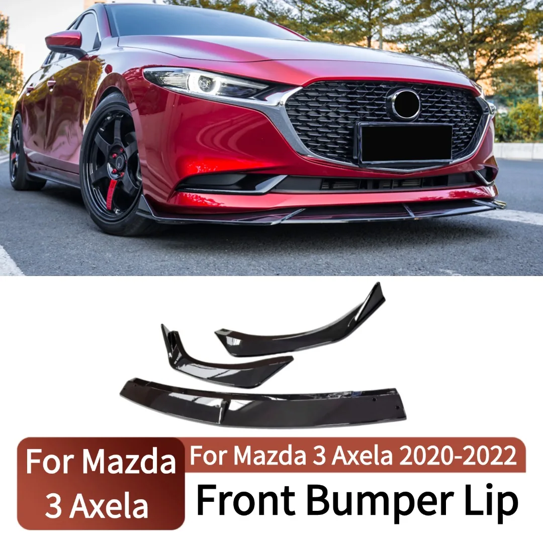 For Mazda 3 Axela 2020-2022 Sedan Front Bumper Lip Spoiler Splitter Chin Guard Facelift Trim Tuning Accessories Body Kit Styling