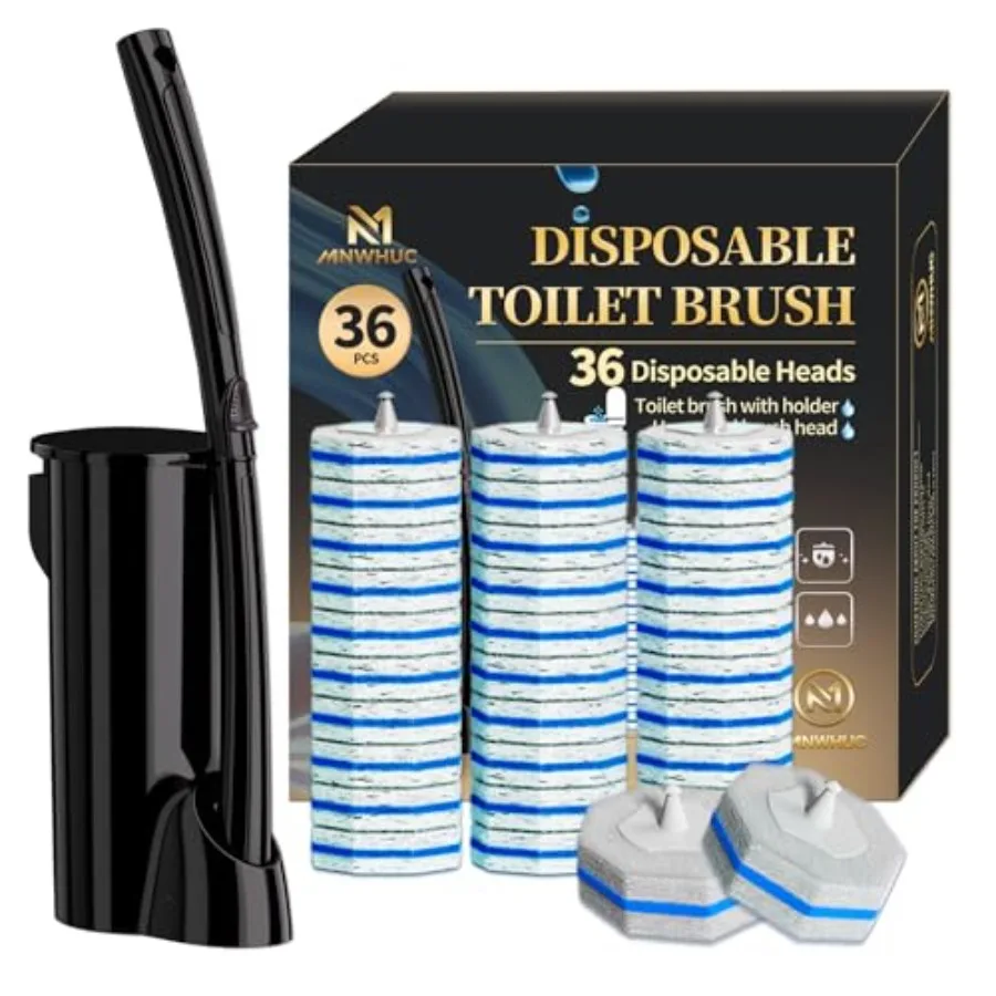 

Disposable Toilet Bowl Brush with 36 Toilet Wand Refills Pads Replacement Heads, Toilet Cleaning Stick, Toilet Bowl Cleaner Wan