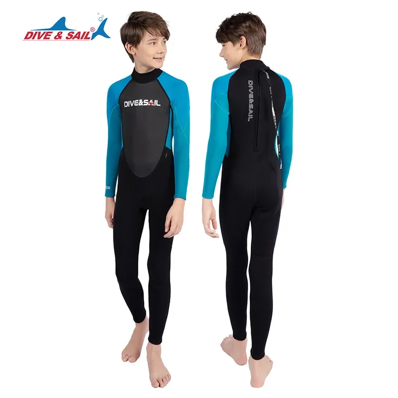 Children\'s 2.5MM Neoprene Diving Suit One Piece Long Sleeve Wetsuit Youth Boys Girls Surfing Snorkeling Winter Swimming Swimsuit