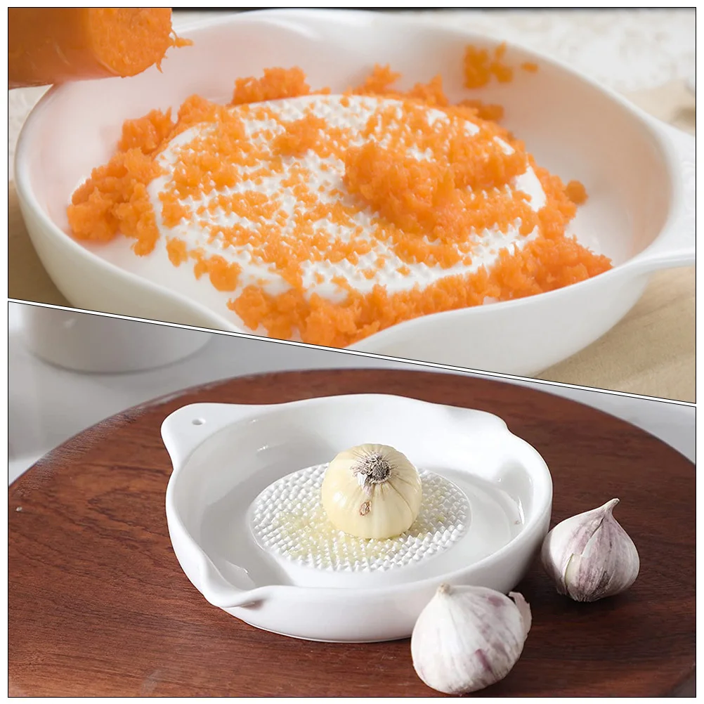 

2Pcs Multi-Function Ceramic Garlic Ginger Grater Complementary Food Maker Easy Clean Kitchen Utensils Garlic Plate