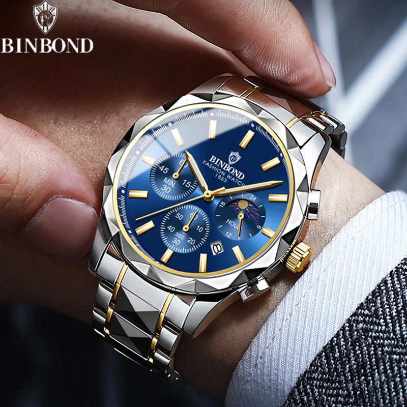 BINBOND Men Watches Brand Luxury High Quality Waterproof Sport Quartz Chronograph Military Watch Men Clock Relogio Masculino