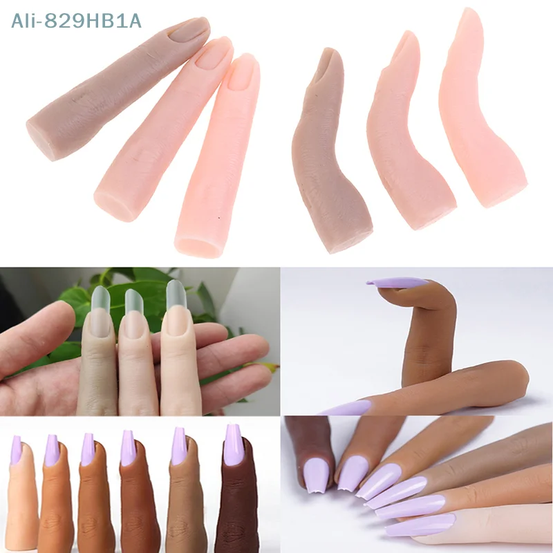 1 pc simulierte Silikon Nagel Finger Modell Werkzeug mit Gelenken biegbare Silikon gefälschte Finger DIY für Nail Art Training Zubehör