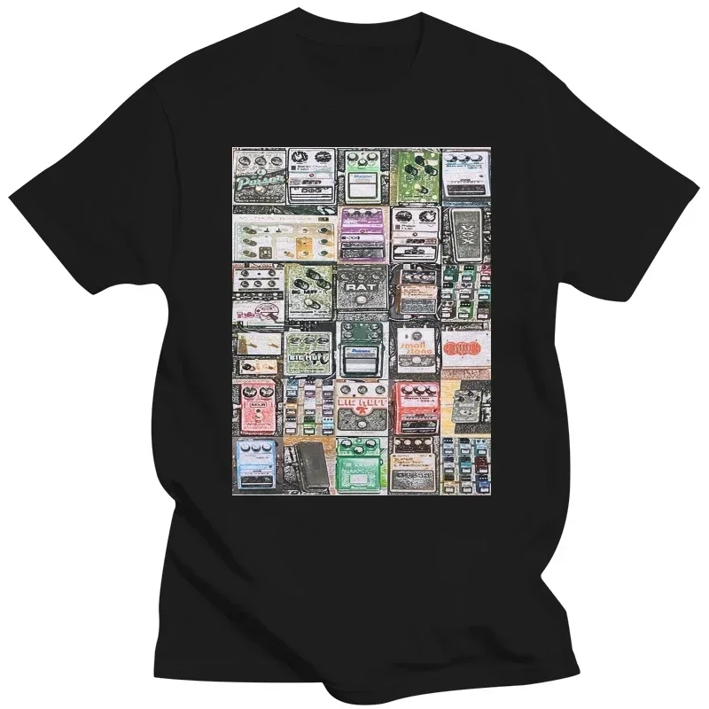 Kısa kollu pamuk ağır gayri resmi gitar etkileri pedallar T Shirt klasik Retro gitaristler Old Skool hoolistreetwear streetwear