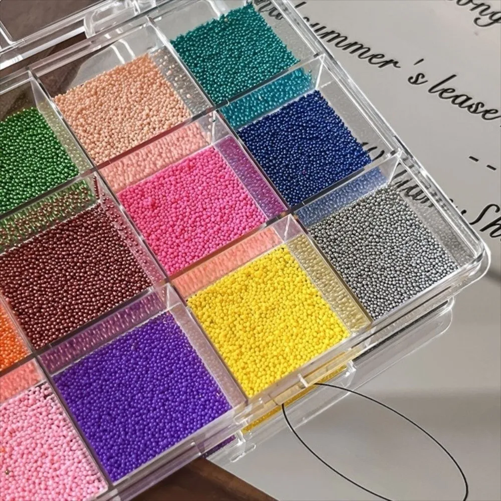 New 12 Grids/Box Nail Art Beads Kit Colorful Mini Nail Charms Decorations DIY Dopamine Nail Art Glitter Set Manicure Accessories