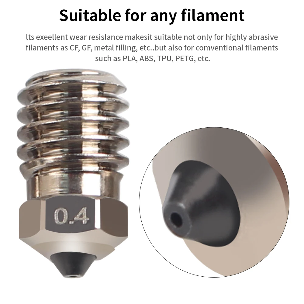 For Bambu Lab X1/P1 Hotend Bimetallic Hardened Steel Nozzles 0.2/0.4/0.6/0.8mm High Quality High Printing 3D Printer Nozzle
