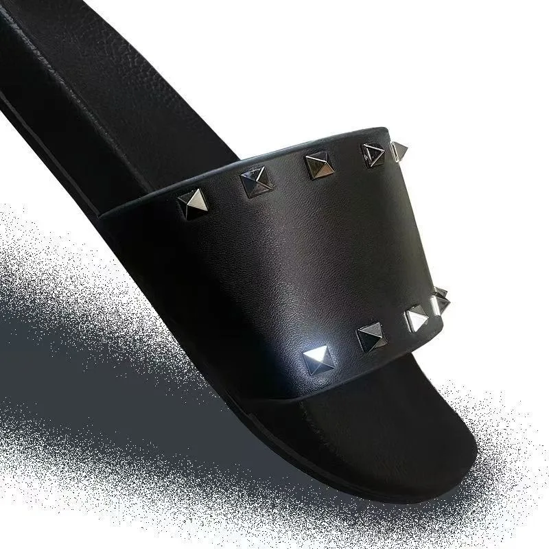 2025 جديد الرجال والنساء نفس النعال الجنس الأسود برشام مسطحة القاع في الهواء الطلق نعال شاطئ 36-47 زوجين النعال باردة #2