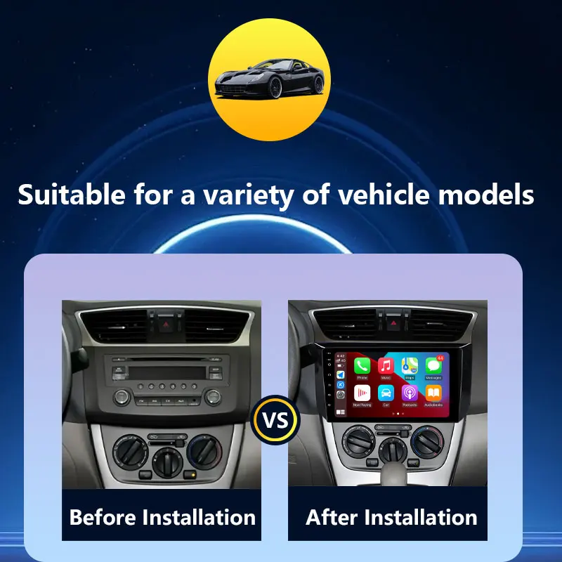 Car Radio Audio Video Multimedia Player for Nissan Sylphy B17 Sentra 12 2012 - 2015 Wireless CarPlay GPS Navigation DSP Stereo
