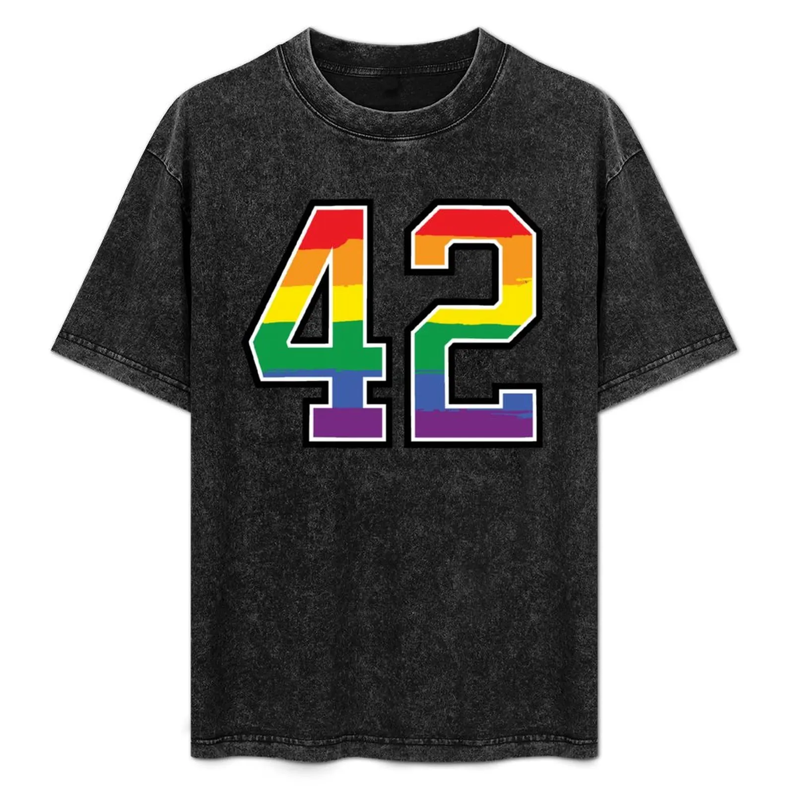 Number 42 Rainbow LGBT pride forty two T-Shirt animal prinfor boys sports fans graphic tee shirt mens t shirts casual stylish