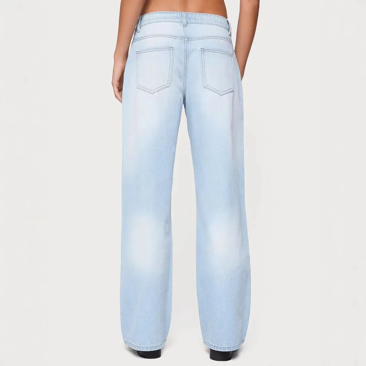 New Fashion Women Denim Pants Streetwear Loose Casual Solid Cotton Wide Leg Slim Female Denim Trousers Spring Autumn 2026