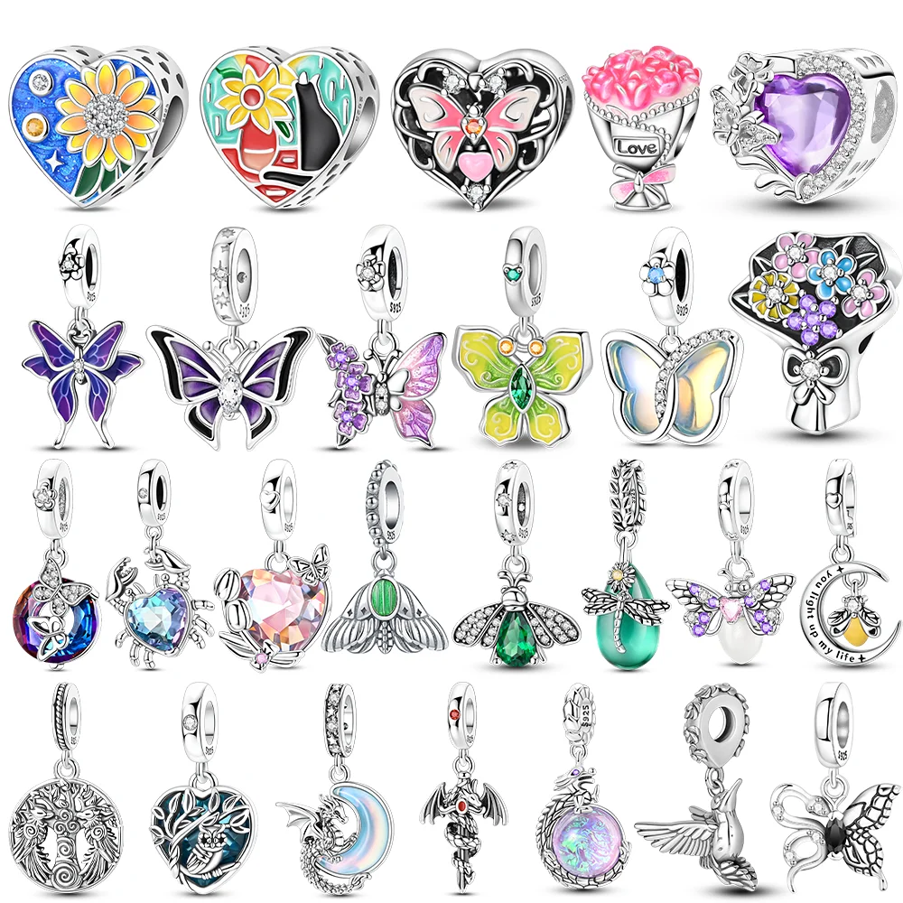 925 Sterling Silver Owl Penguin Turtle Parrot Swallow Charms Pendant Fits DIY Bracelet Necklace Matching Jewelry Gift